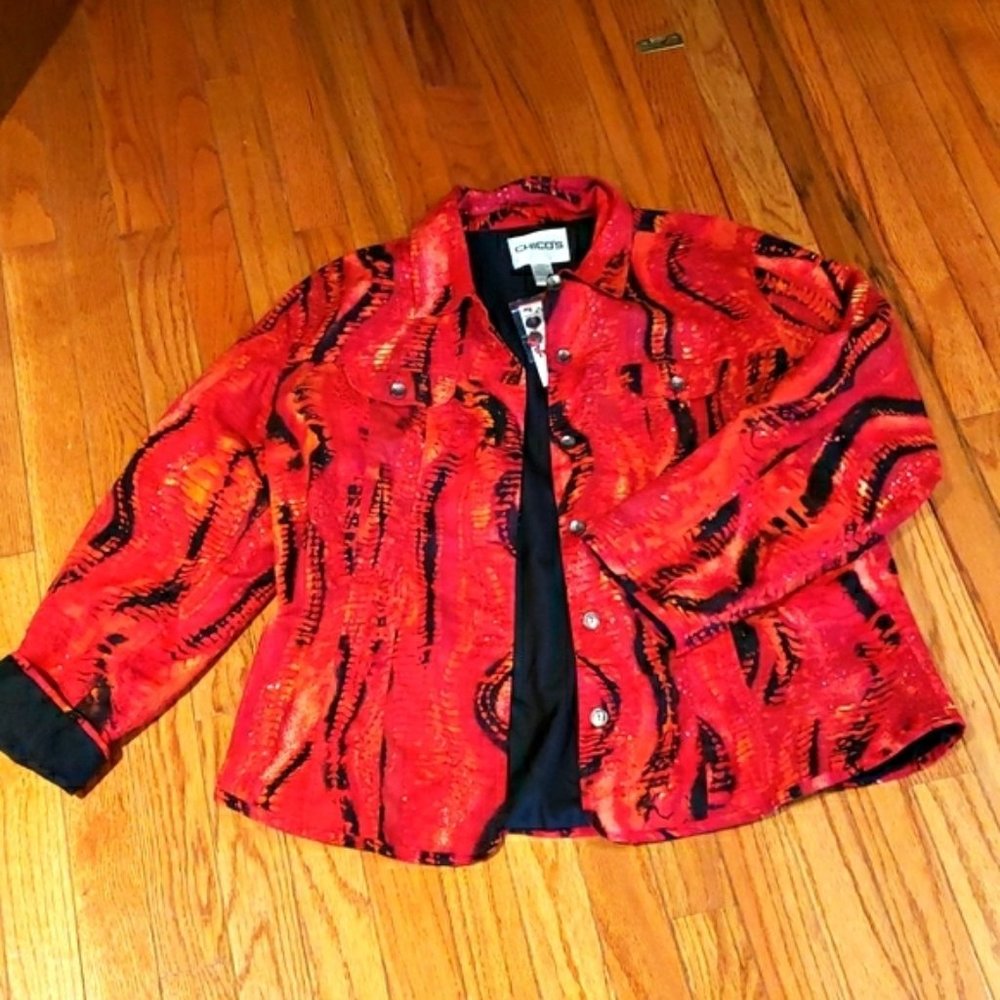 Chico's Red Cobra Jacket nwt size 3